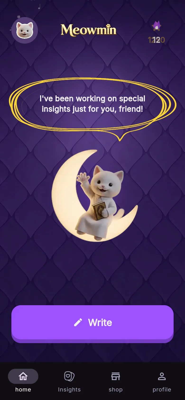 Meowmin home screen